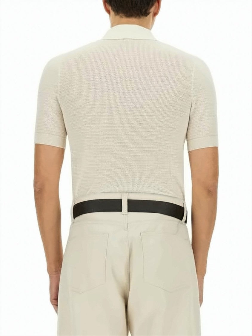 Tom Ford Textured Knit Polo Shirt With Three-Button Placket