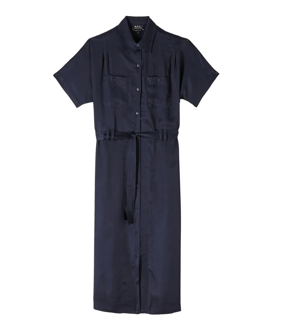 A.P.C. Black Shirt-Dress With Removable Belt And Pockets