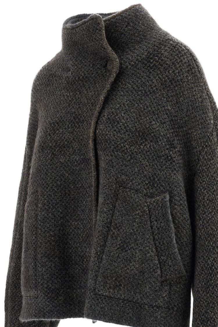 Boboutic Reversible Wool-Blend High Collar Knit Jacket