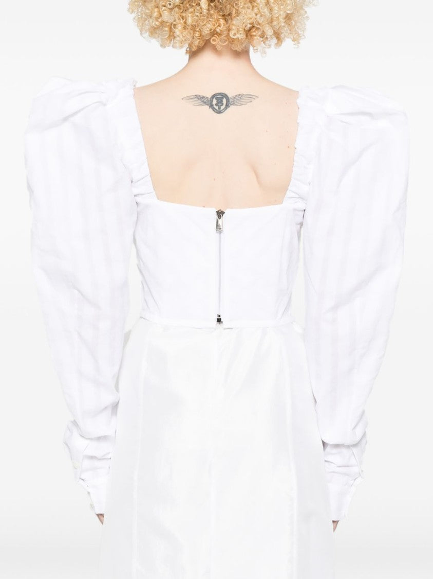 Vivienne Westwood White Sweetheart Neck Puff Sleeve Top