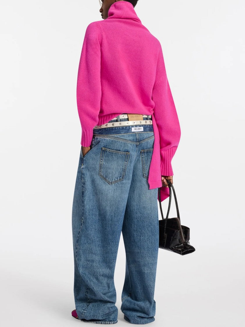 The Attico Canvas Asymmetrical High Neck Knit Sweater