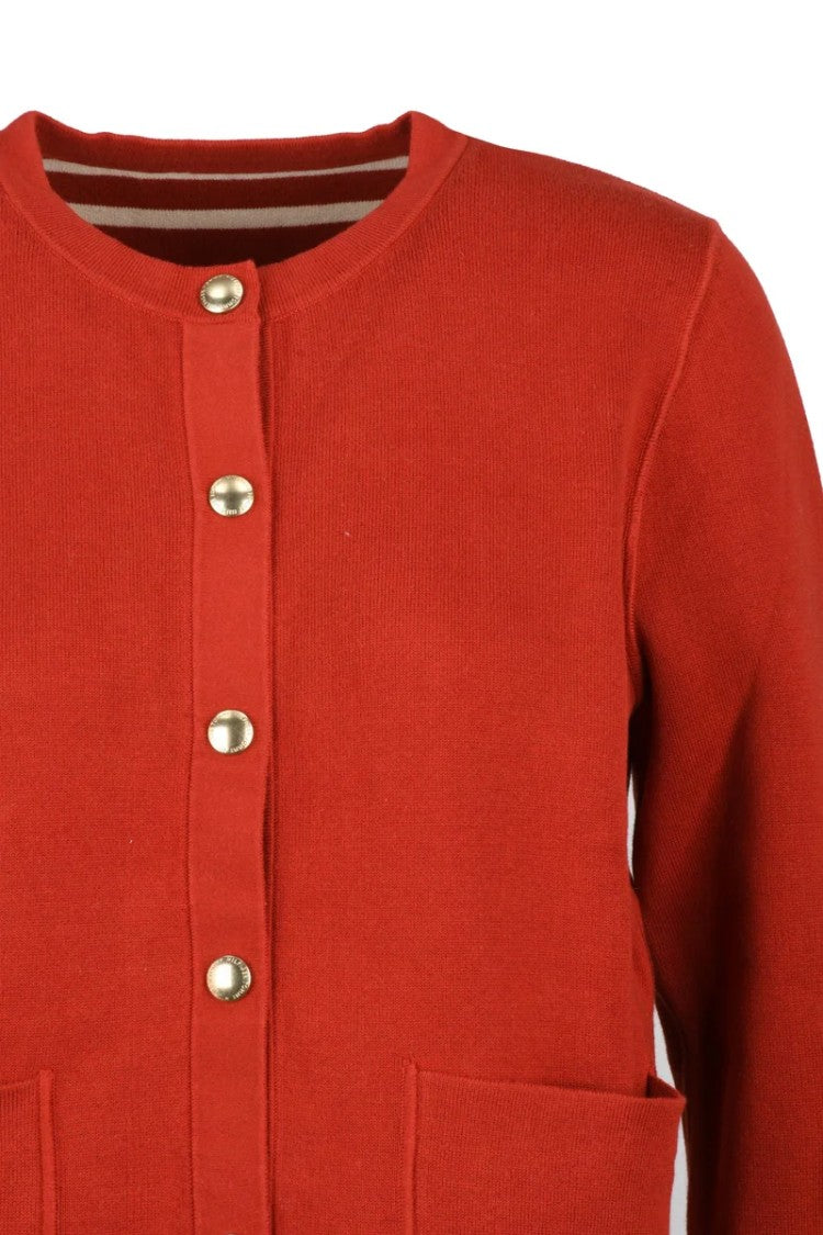 Tommy Hilfiger Red Reversible Crewneck Cardigan