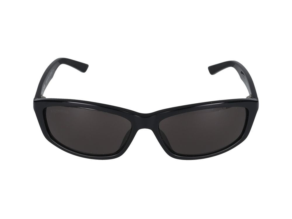 Balenciaga Black Glossy Acetate Finish Rectangular Sunglasses