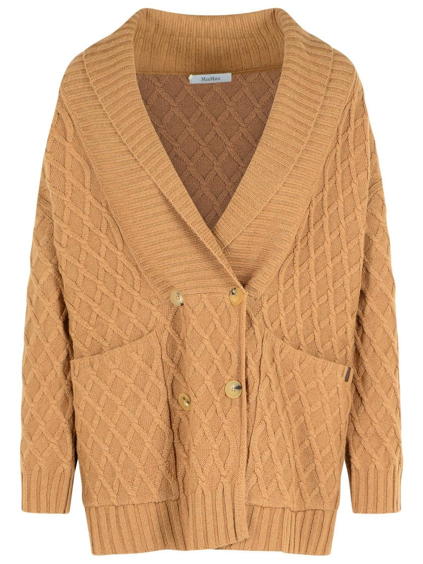 Max Mara 'Mirca' Double-Breasted Beige Camel Yarn Cardigan