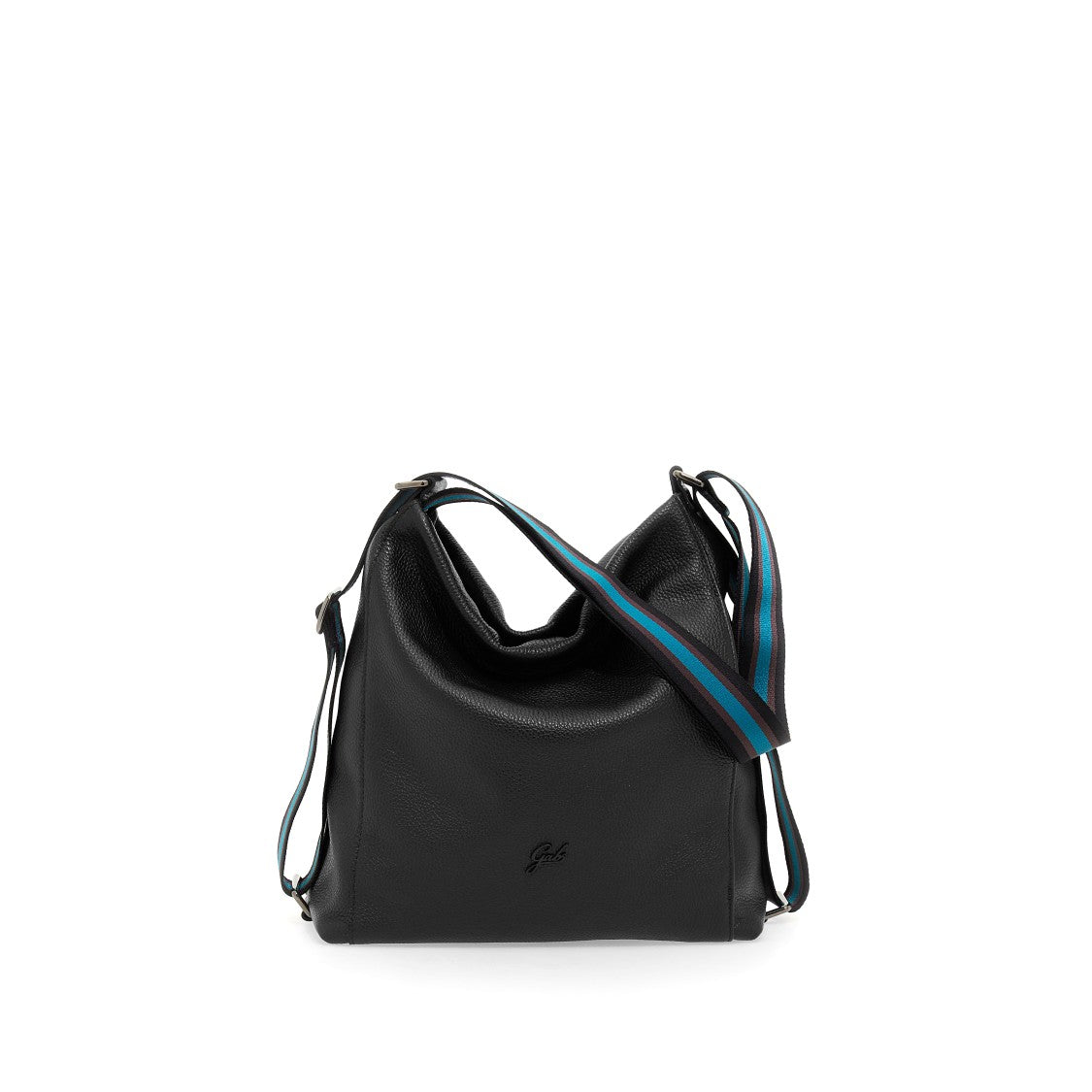 Gabs Textured Leather Shoulder Bag With Turquoise Accents