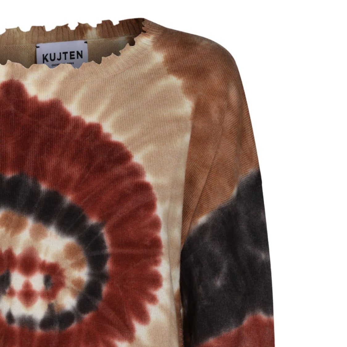 Kujiten Spiral Tie-Dye Scalloped Hem Knit Sweater
