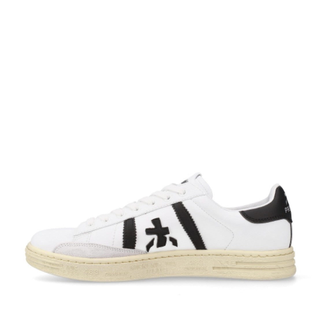 Premiata White Leather Sneakers With Black Accents