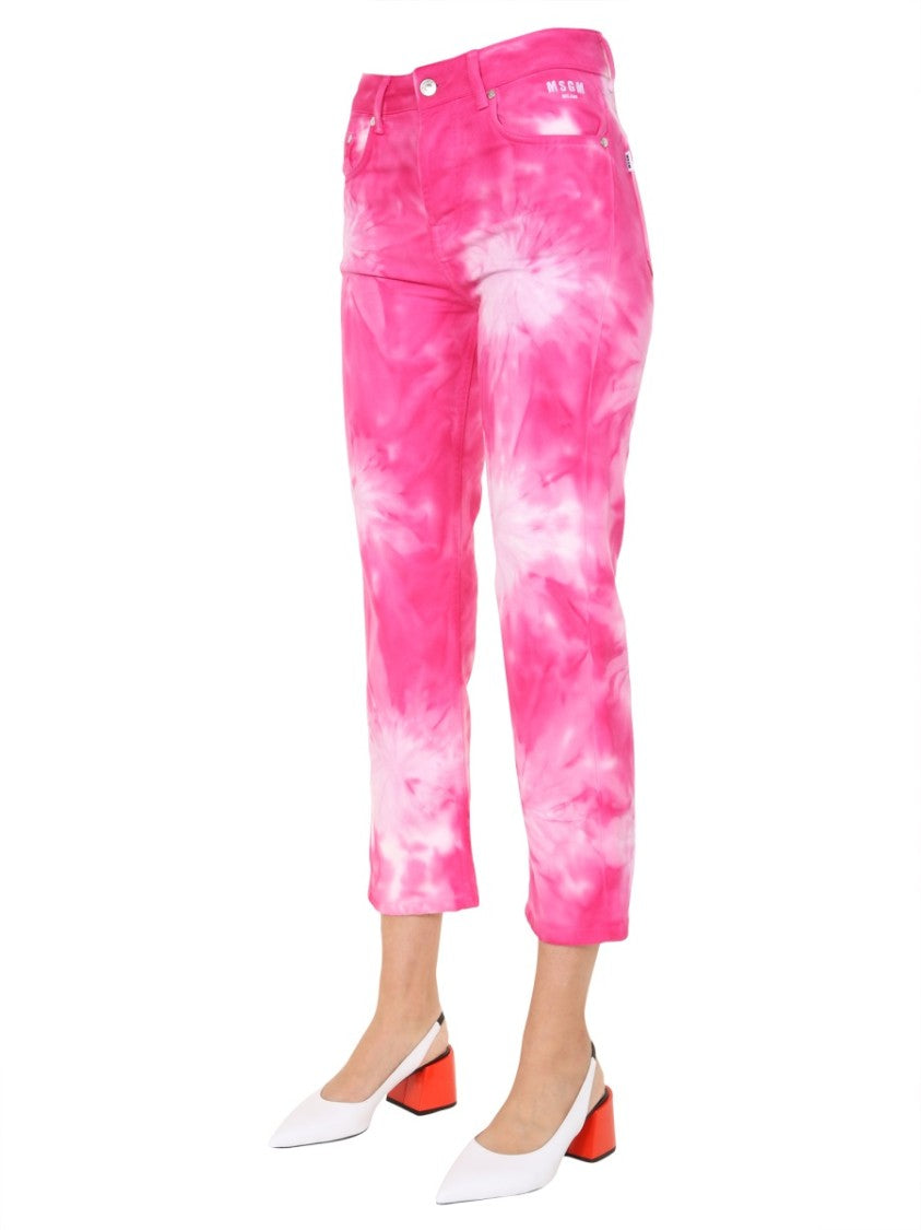 Msgm Tie-Dye Cropped Jeans
