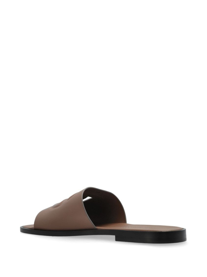 Dolce & Gabbana Brown Sandals With Design And Prominent Logo