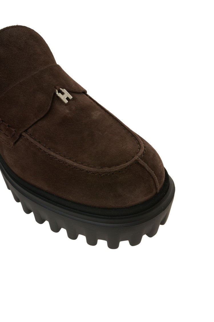 Hogan Suede Moccasins With Rubber Lug Sole