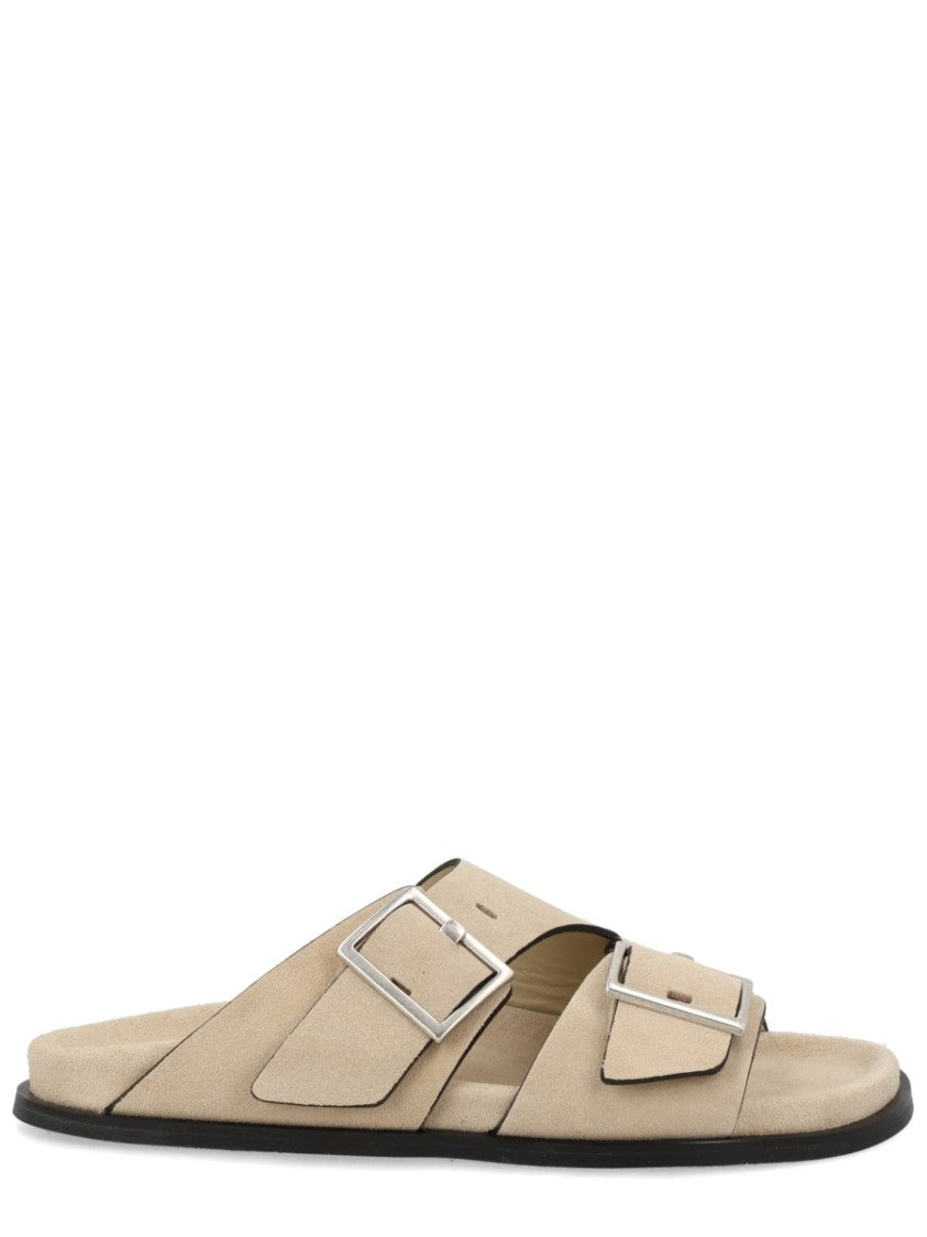 Alohas Alba Silver Buckles Slide Sandals