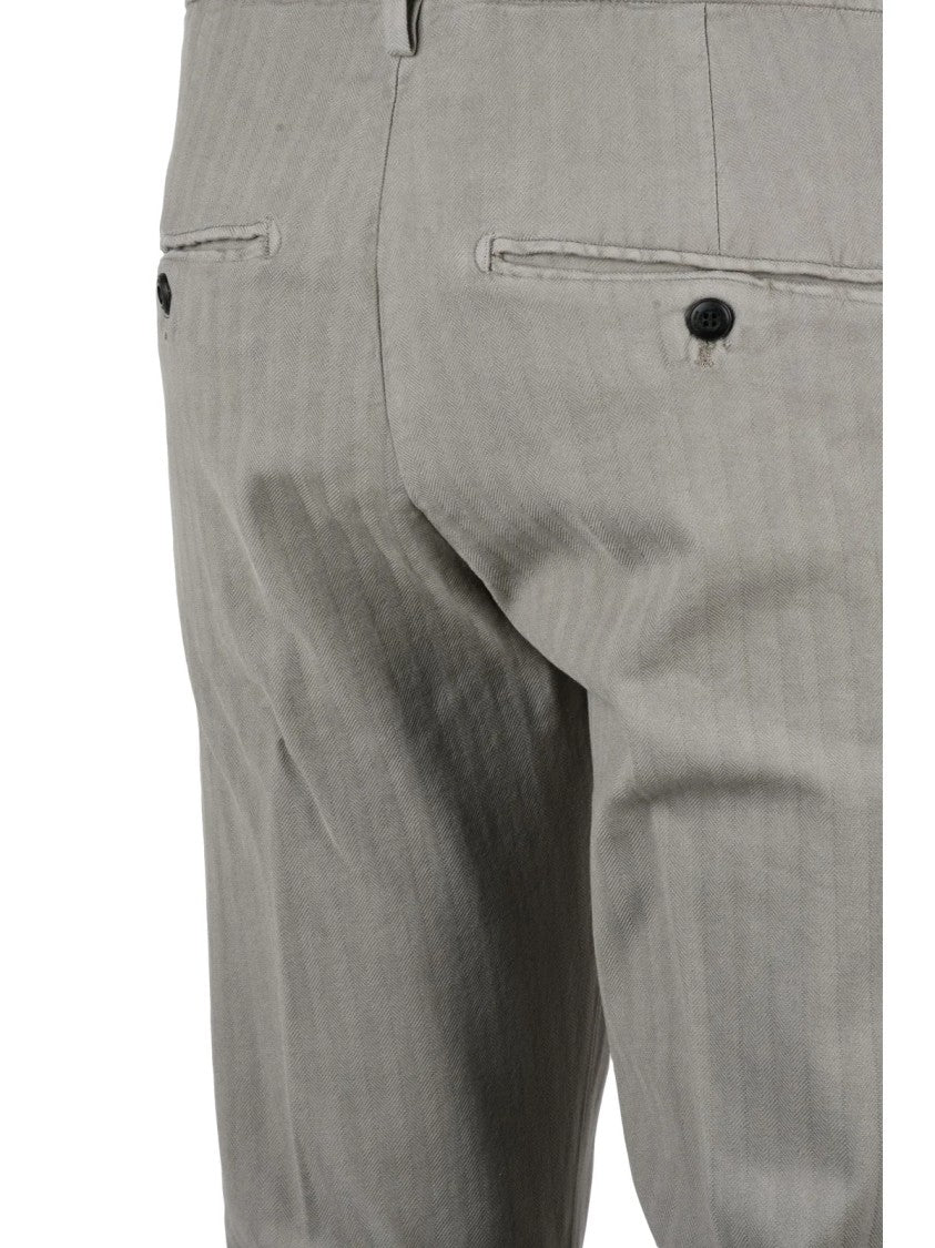 Dondup Grey Gaubert Textured Stretch Cotton Trousers