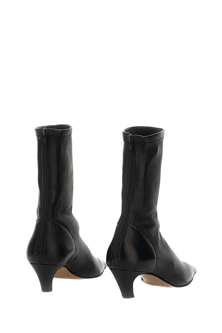 Khaite Mid-Calf Black Boots With Pointed Toe