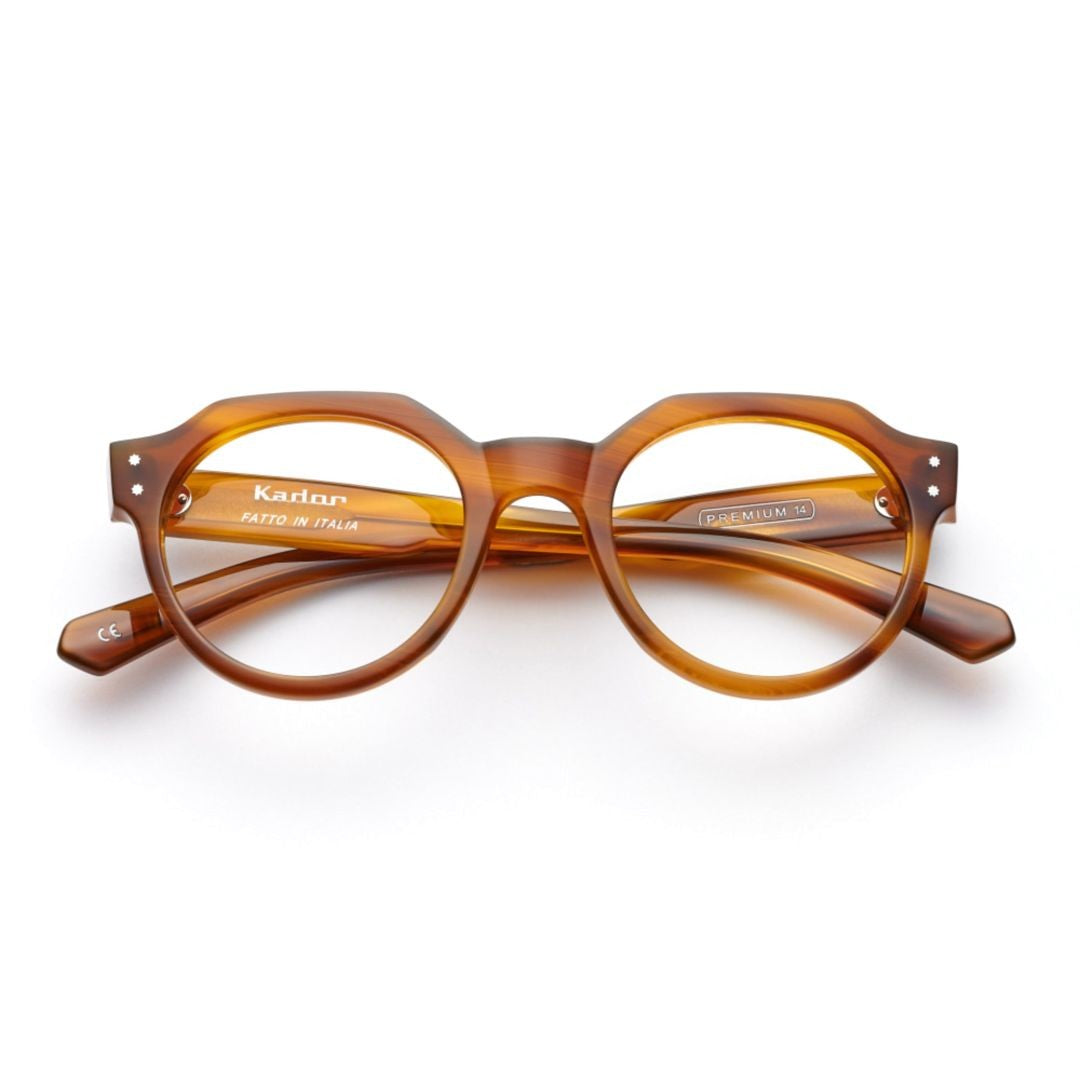 Kador Premium 14 Rounded Tortoiseshell Eyeglasses With Geometric Accents