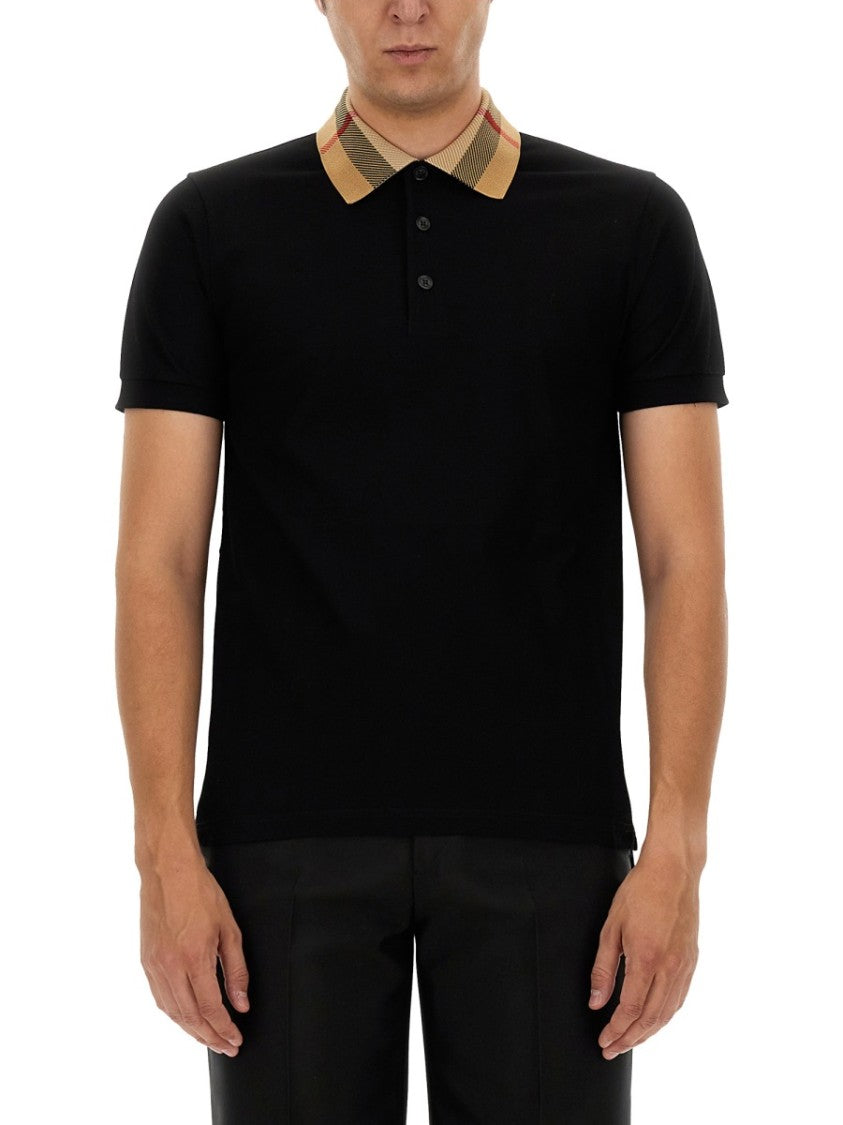 Burberry Cotton Plaid Collar Polo Shirt
