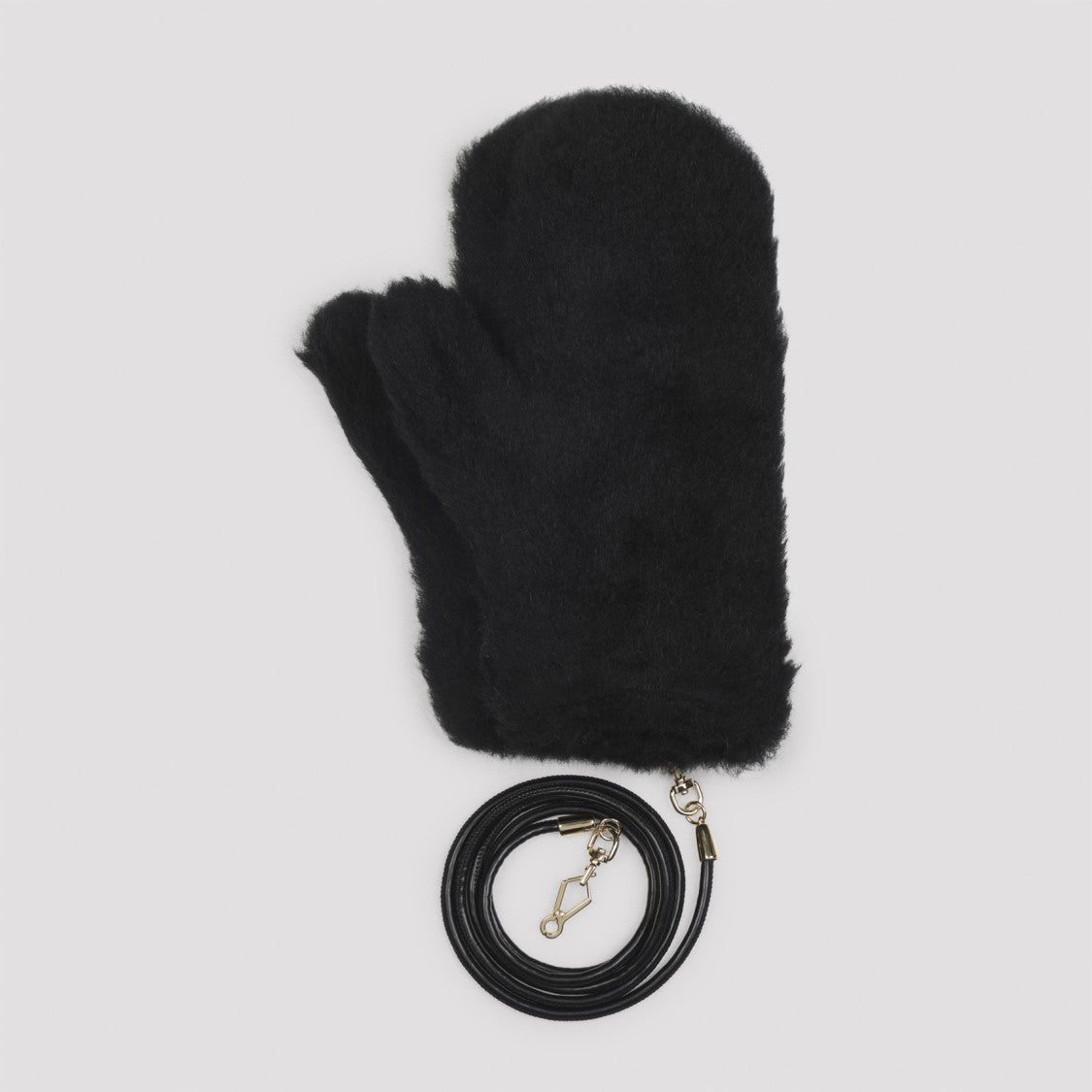 Max Mara Plush Black Alpaca And Wool Blend Gloves