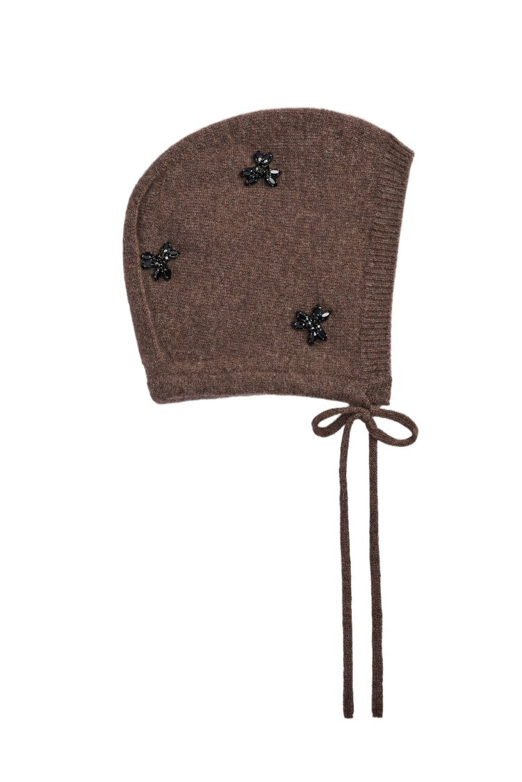 Simone Rocha Beige Cashmere Stones Embellished Hat