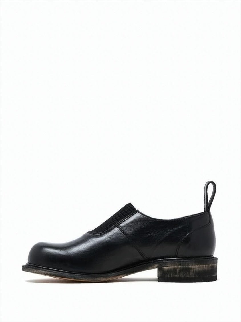 Our Legacy Smooth Black Leather Loafers With Vintage Touch