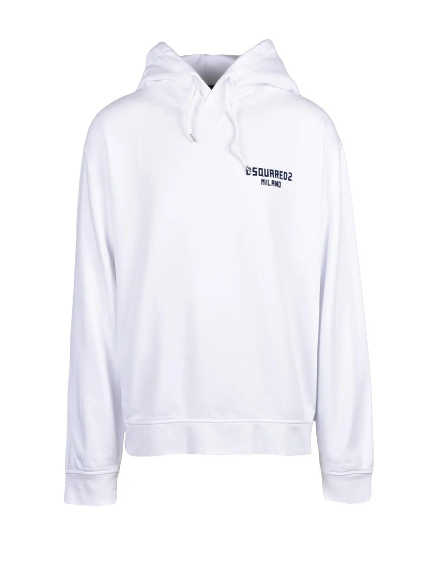 Dsquared2 White Hooded Clean Design Cotton Sweatshirt