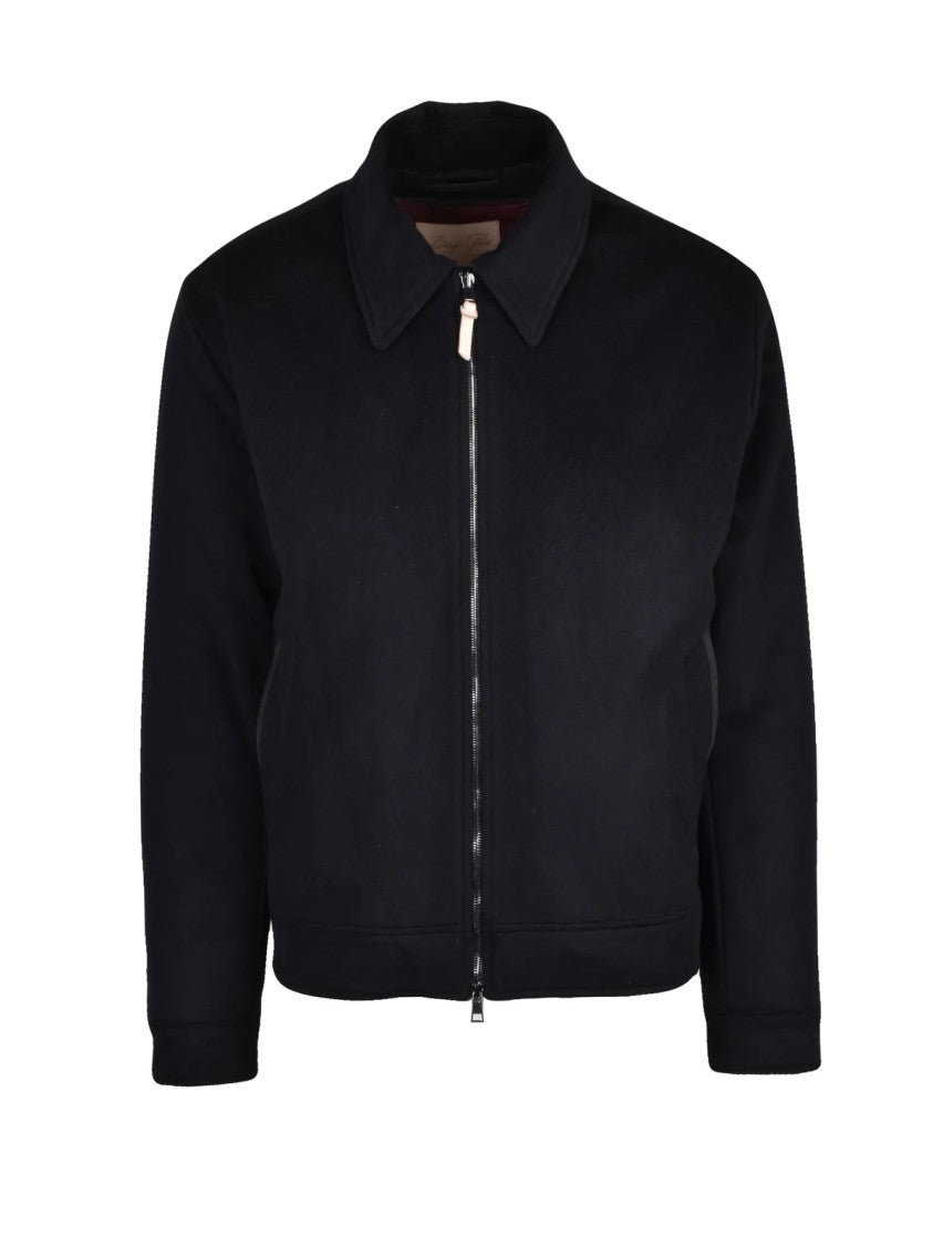 Borgo Pellai Zip Quilted Wool Blend Jacket With Functional Pockets