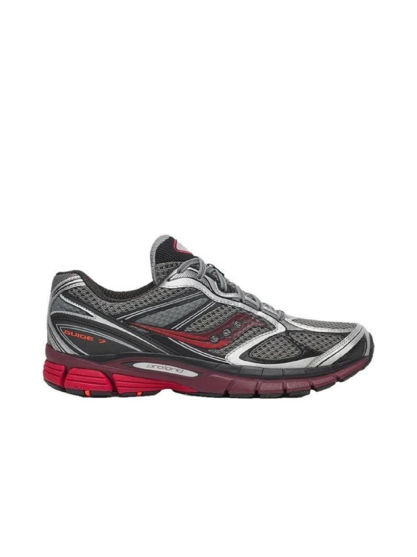 Saucony Silver/Maroon Progrid Guide 7 Breathable Mesh Sneakers