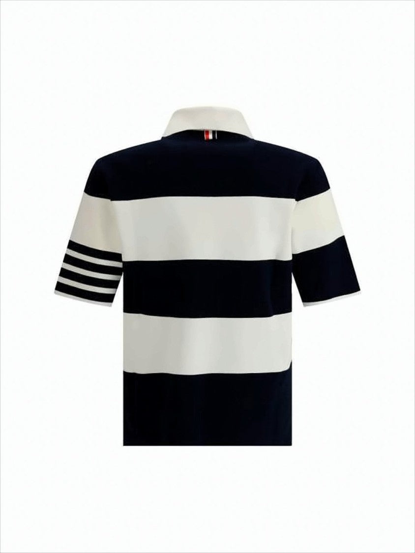 Thom Browne Broad Striped Polo Shirt With Classic Collar And Placket