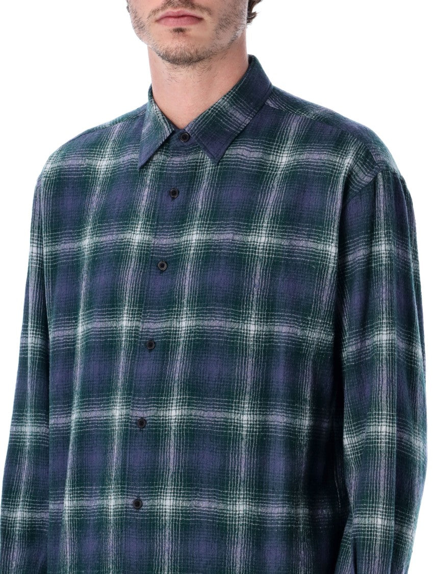 Auralee Airy Wool Check Relaxed-Fit Shirt