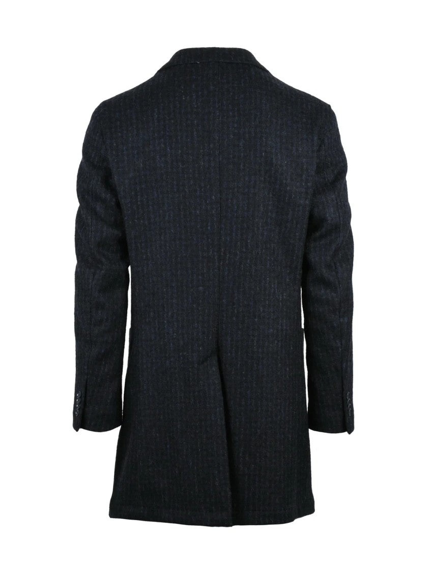 L.B.M. 1911 Blue/Black-Black Wool-Blend Coat