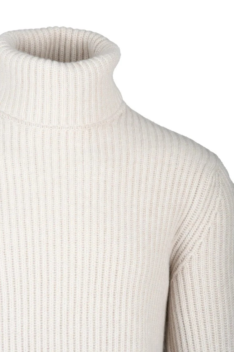 Malo High Neck Cashmere Sweater - White