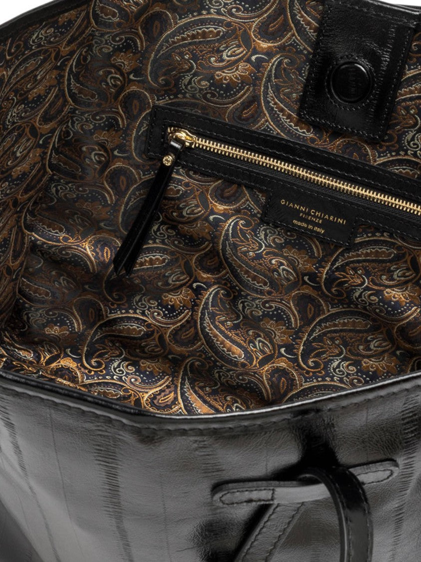 Gianni Chiarini Marcella Black Structured Glossy Tote