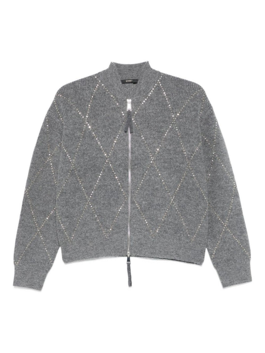 Seventy Sergio Tegon Zip-Up Sweater With Diamond Pattern