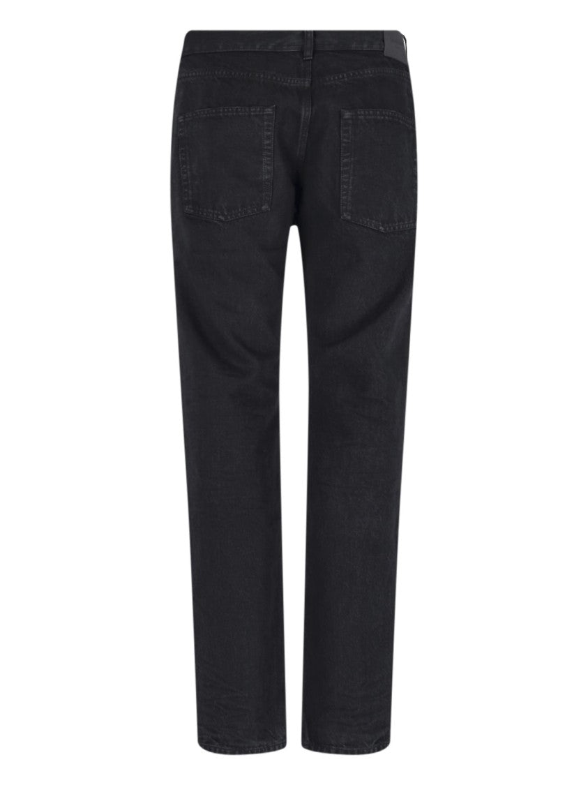 Saint Laurent Black Mid-Rise Cotton Denim Straight-Leg Jeans