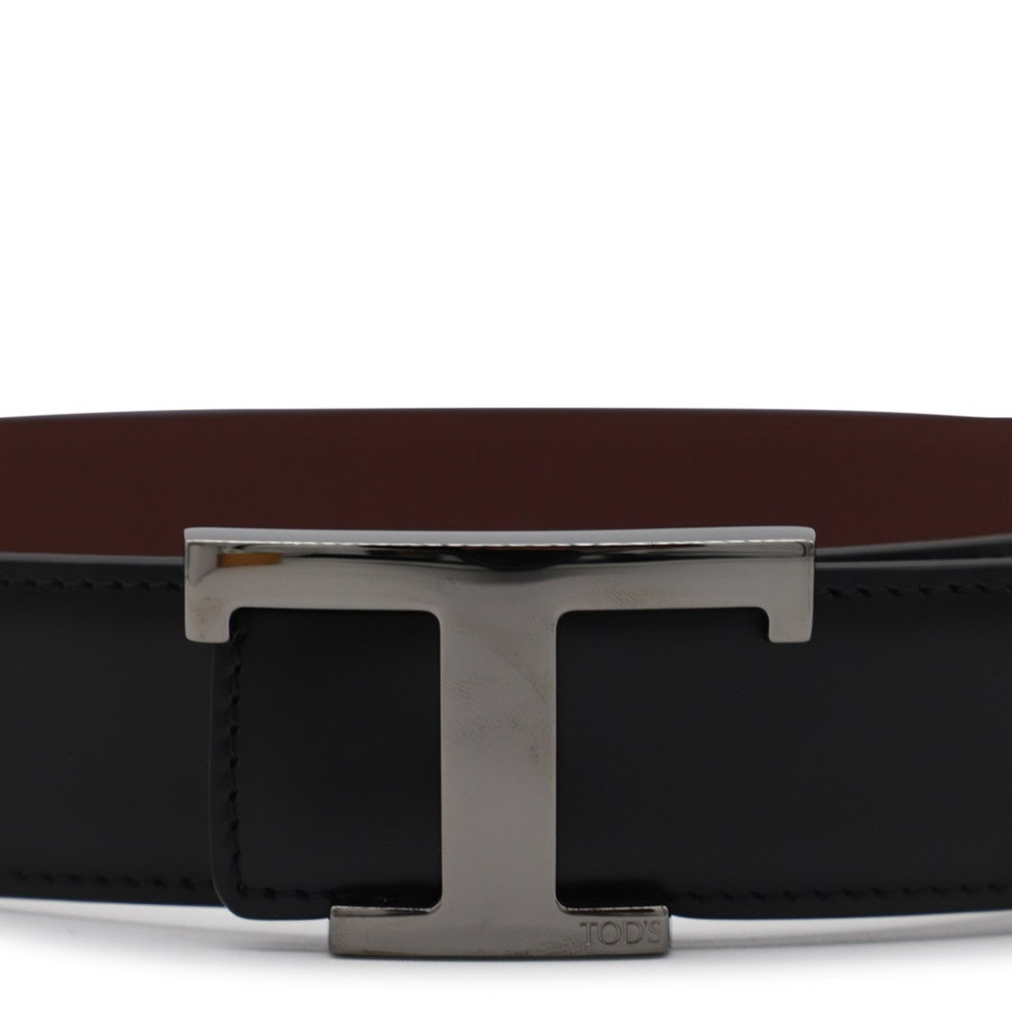 Tod's Black Leather Metallic Buckle Belt