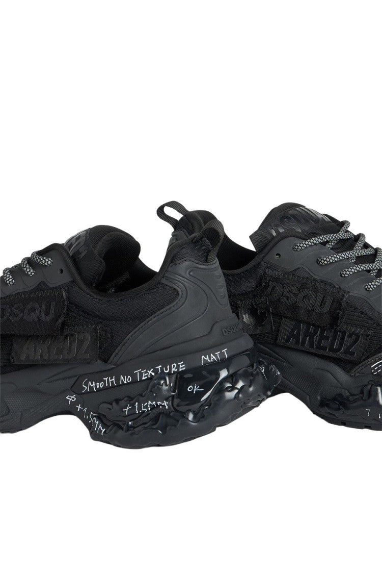 Dsquared2 Black Polyester-Spandex Blend Graphic Chunky Sneaker
