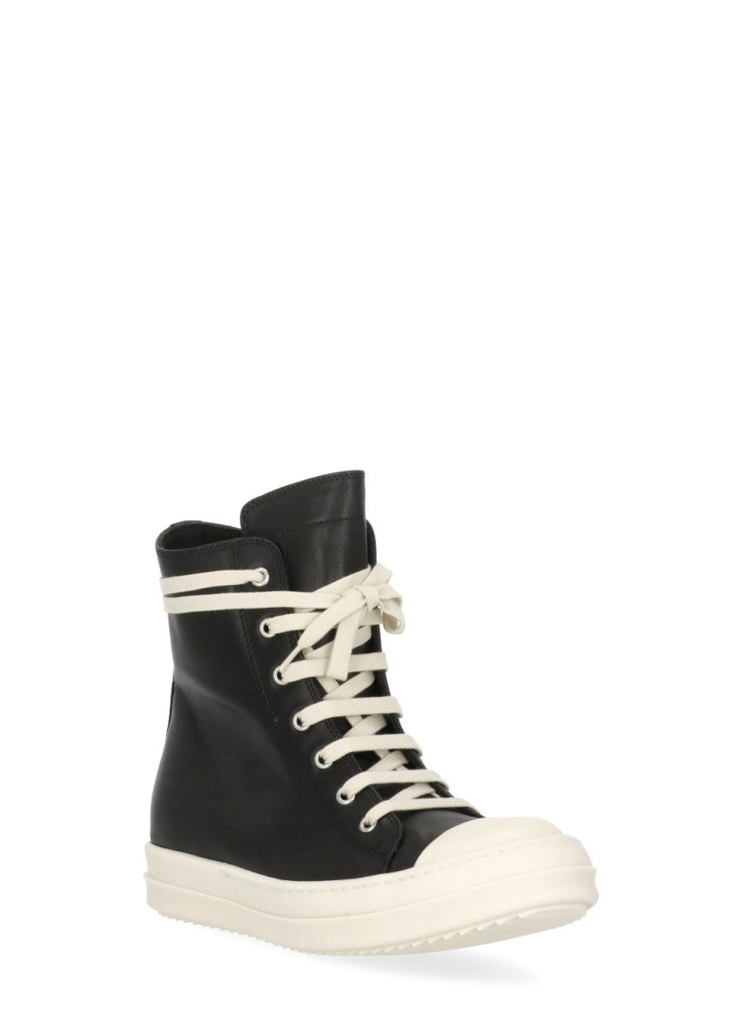 Rick Owens Black Side Zip High Sneakers