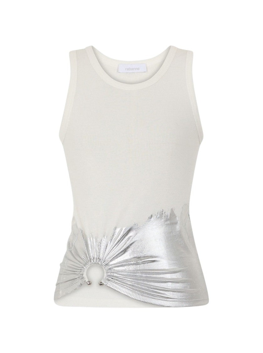 Rabanne Piercing Tank Top White And Silver