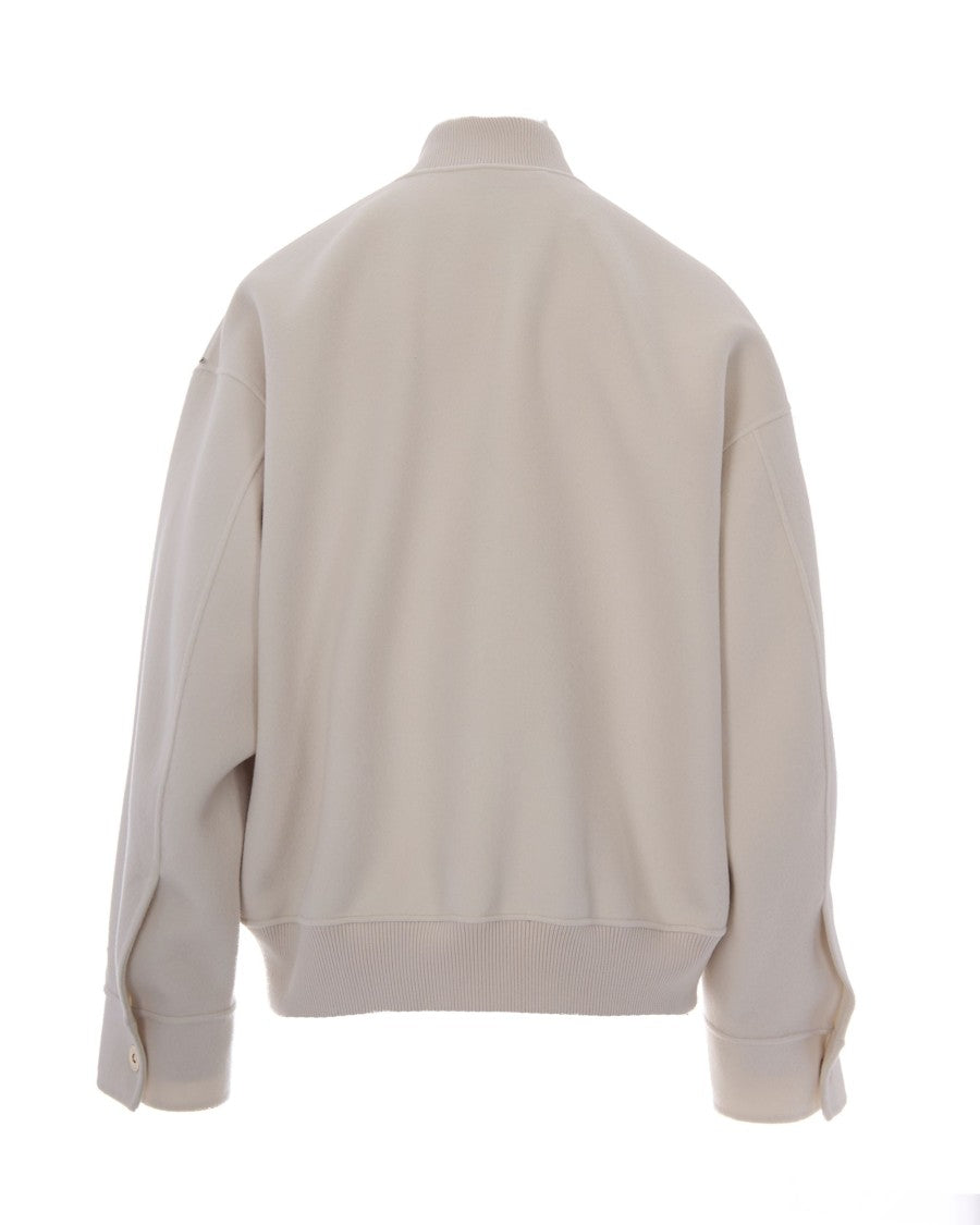 Sportmax Ondata Bianco Bomber Jacket With Knit Detailing