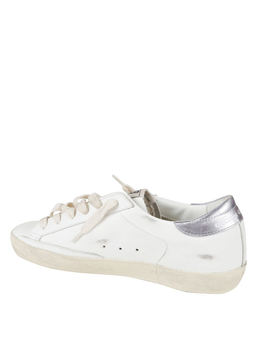 Golden Goose Low-Top White Sneakers With Glittery Star And Metallic Heel Tab
