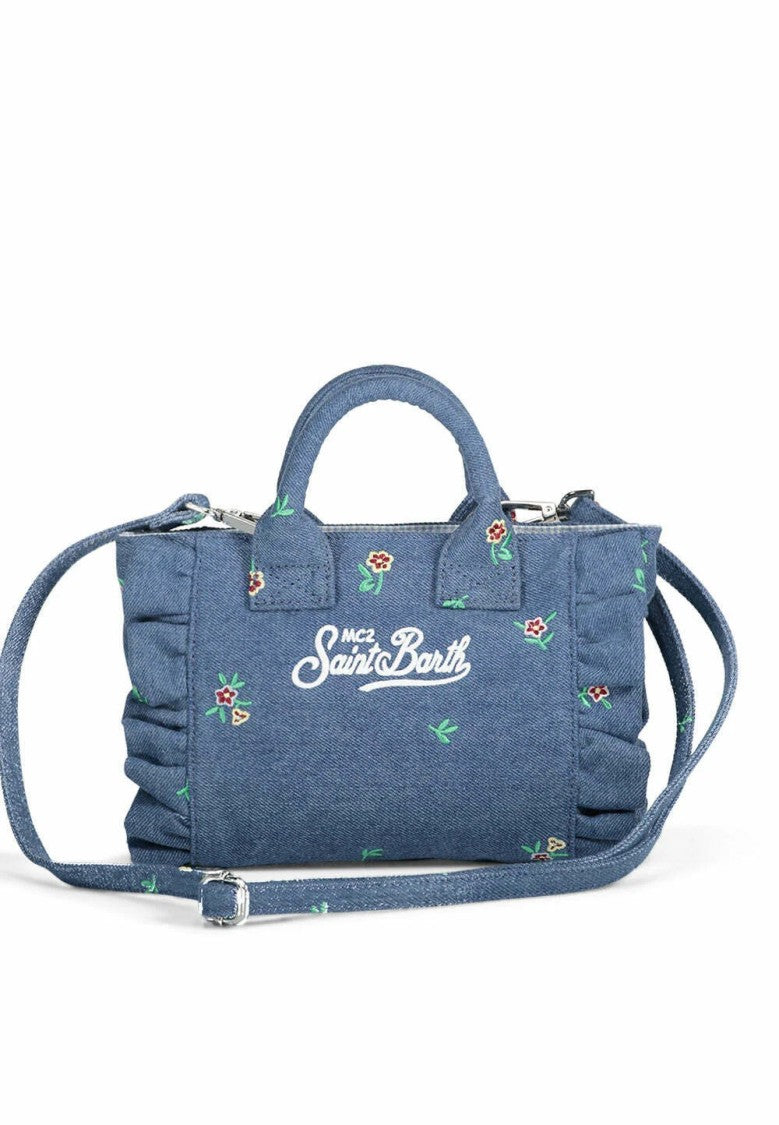 Mc2 Saint Barth Rectangular Handbag With Floral Embroidery