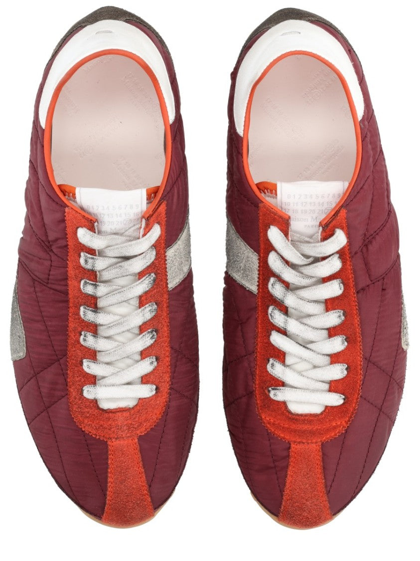 Maison Margiela Burgundy Polyester Sprinters Quilted Sneakers