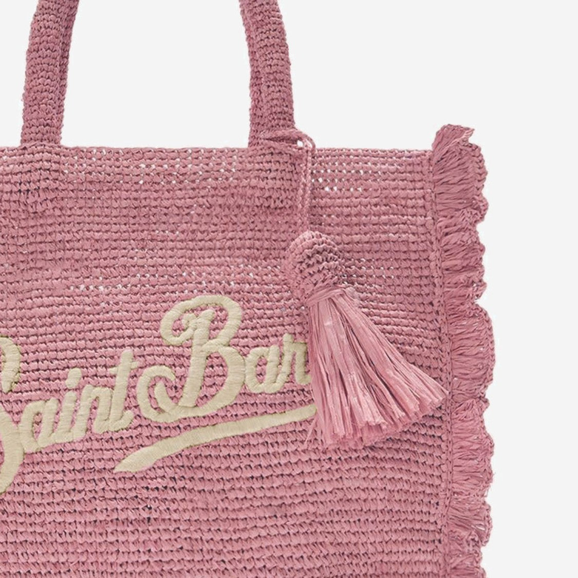 Mc2 Saint Barth Textured Woven Raffia Tote Bag With Contrasting Logo