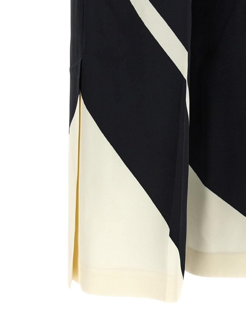 Alberta Ferretti Cropped Viscose Twill Pants With Geometric Print