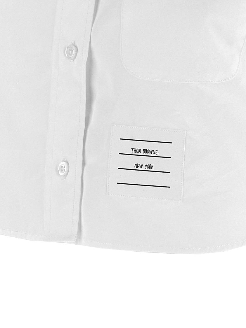 Thom Browne Cropped Button-Down Shirt With Logo Patch
