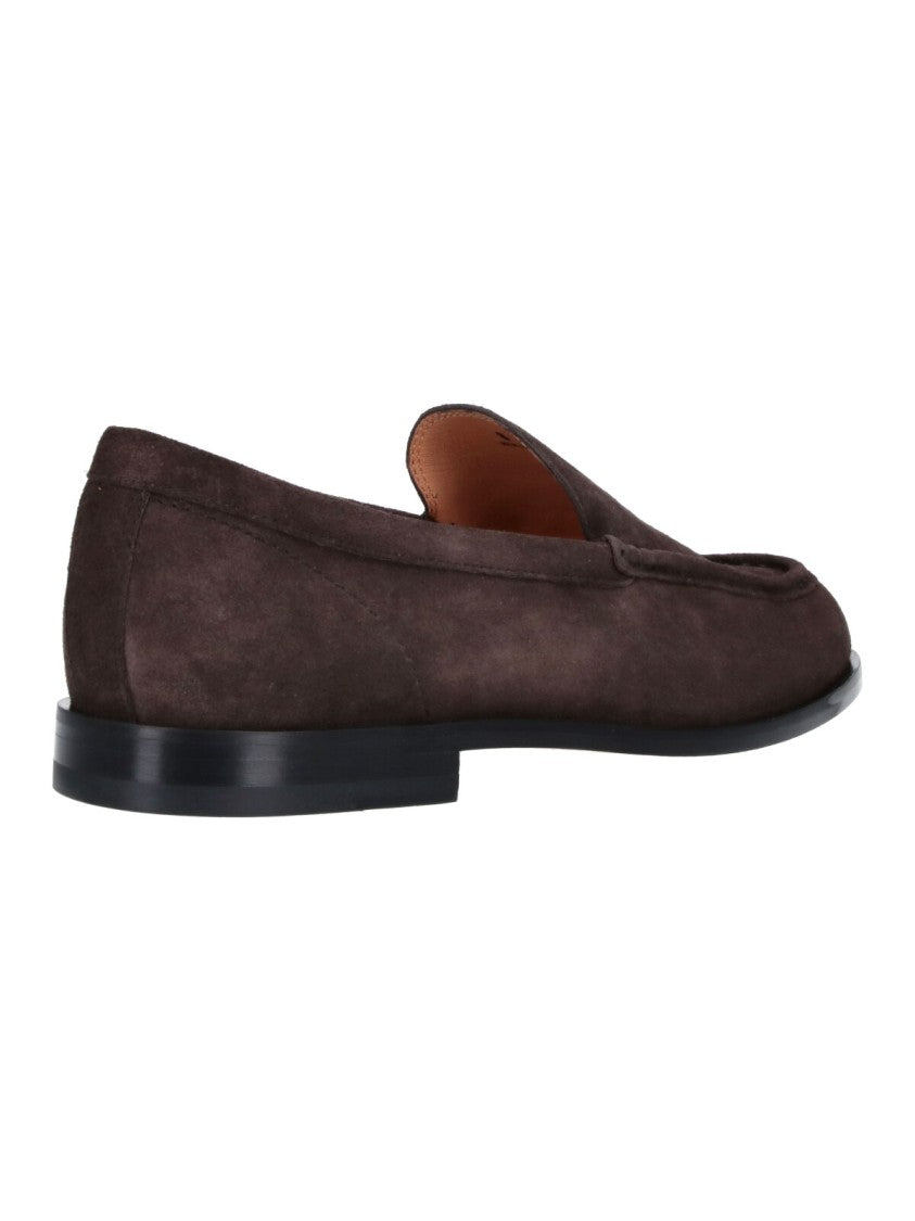 Tod's Suede Slipper Moccasin With Rounded Toe And Tone-On-Tone Stitching