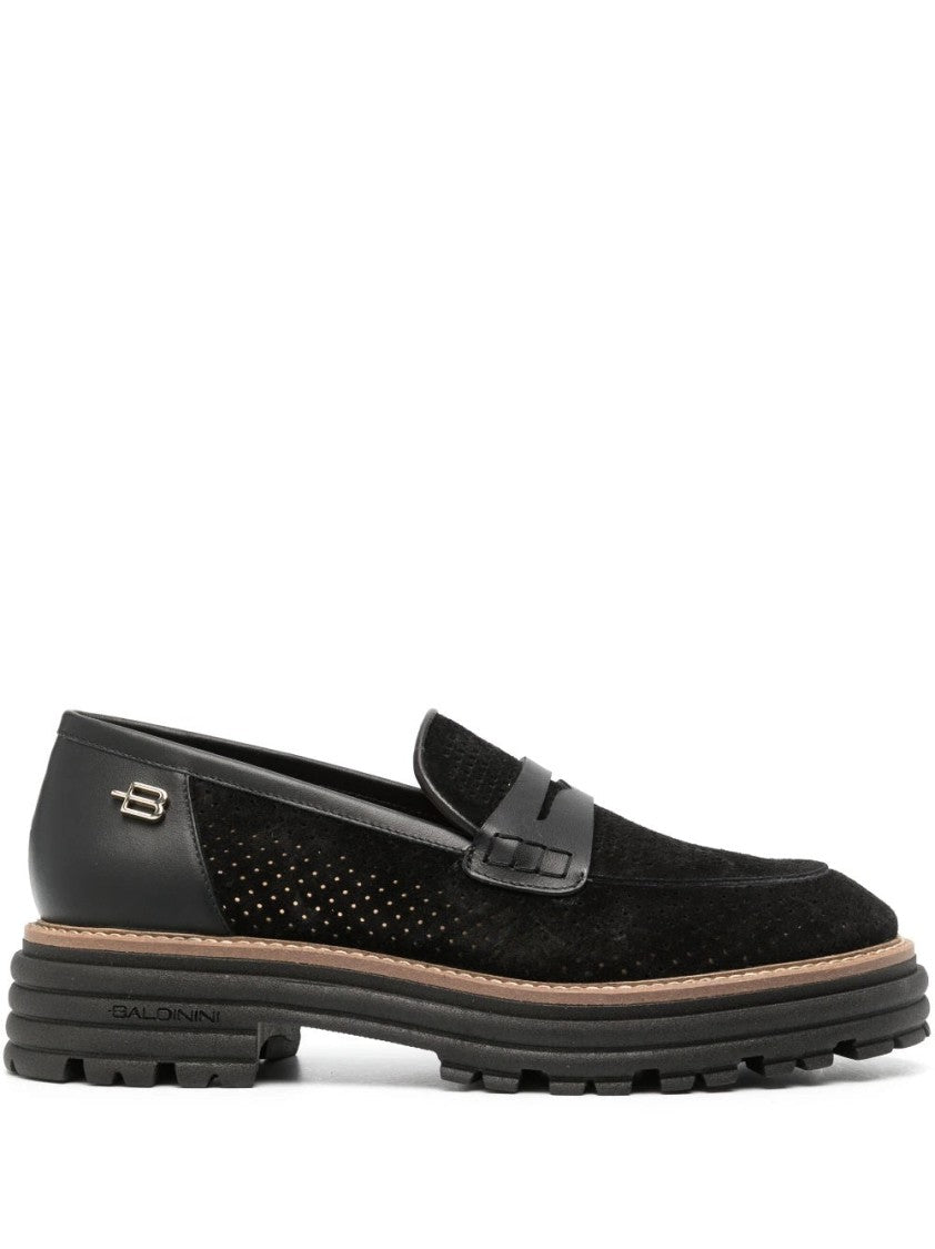 Baldinini Perforated Leather Loafers With Rubber Sole