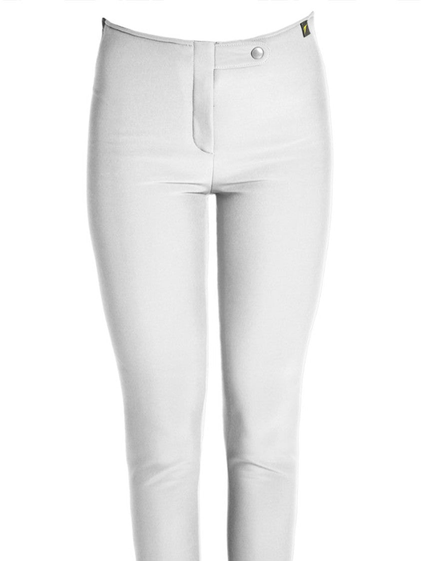 Roberta Tonini High-Waist White Leggings With Front Button Closure