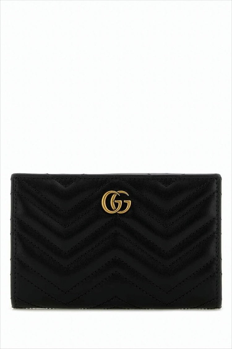 Gucci Rectangular Leather Wallet With Quilted Chevron Pattern