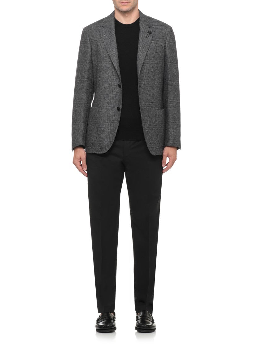 Lardini Dark Grey Tailored Wool Jacket With Classic Lapel