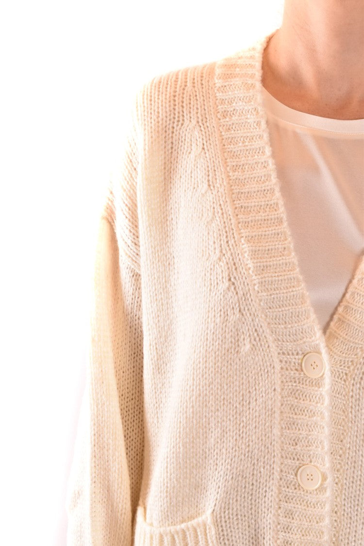 Dondup Knit Cardigan With V-Neckline And Cable Details
