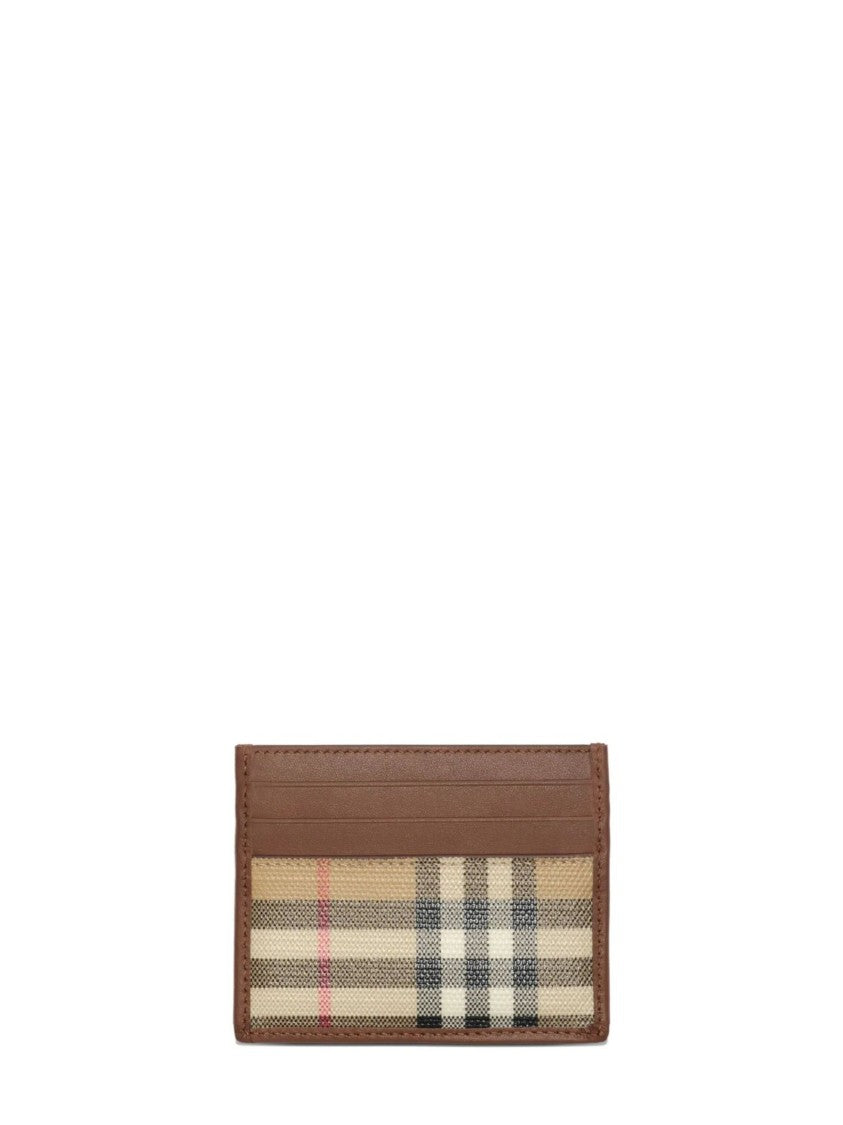 Burberry Beige Cotton Check Card Holder